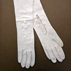 Max Mayers 1950s Style White Leather Gloves Size 6 1/2